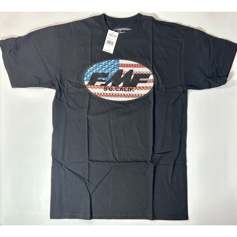NWT FMF M Racing American Flag Metal Rod Black T shirt Motorcycle